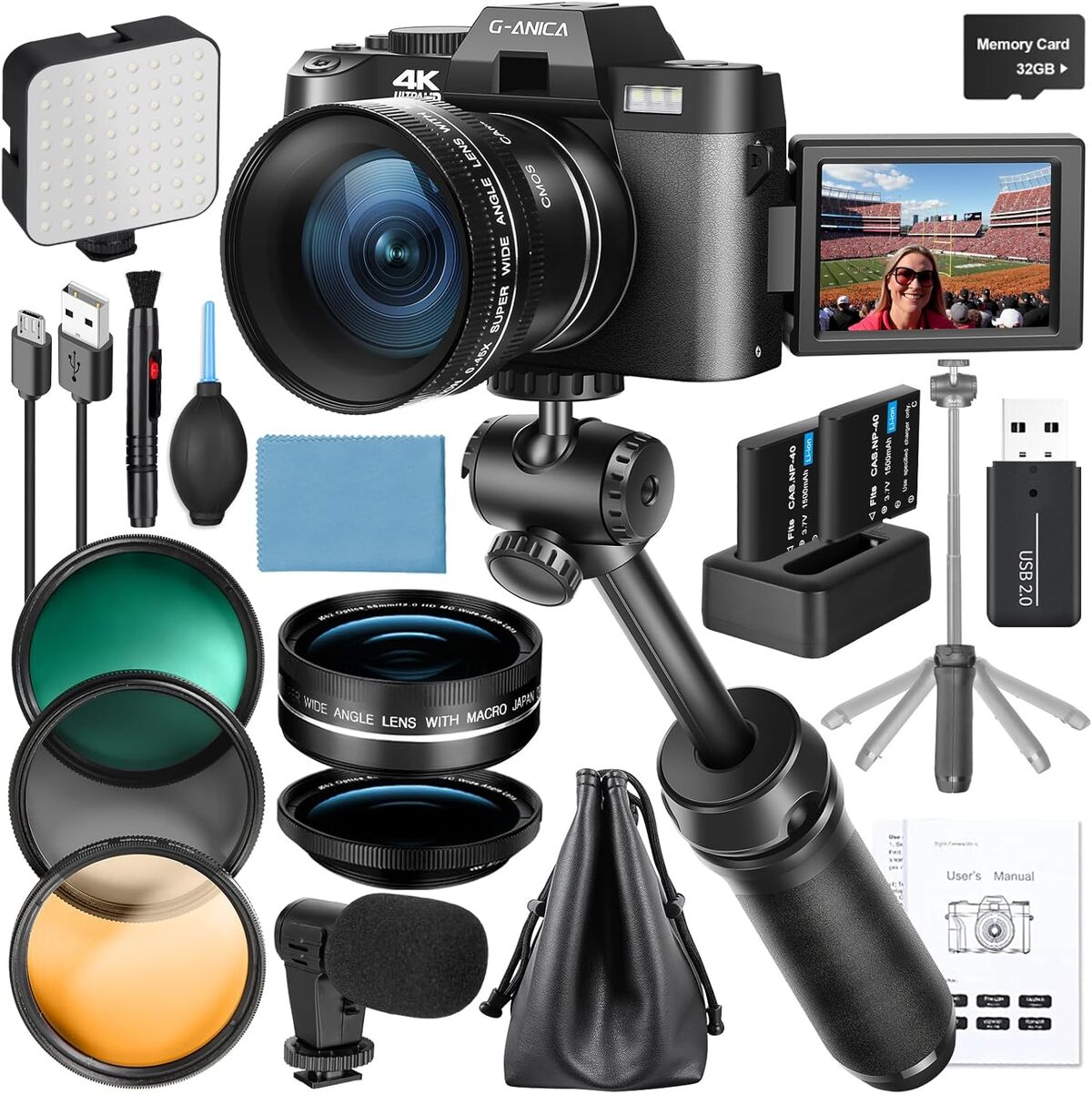 Kit Accessori Per Panasonic Lumix FZ80/FZ82/FZ83/FZ85: Paraluce Pieghevole 3 Fasi, Filtro UV 55mm, Copriobiettivo E Penna Di Pulizia