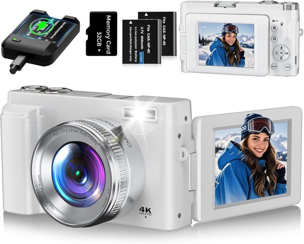 Test de l'appareil photo numérique 4K 48MP avec zoom 16X et écran rabattable 180°