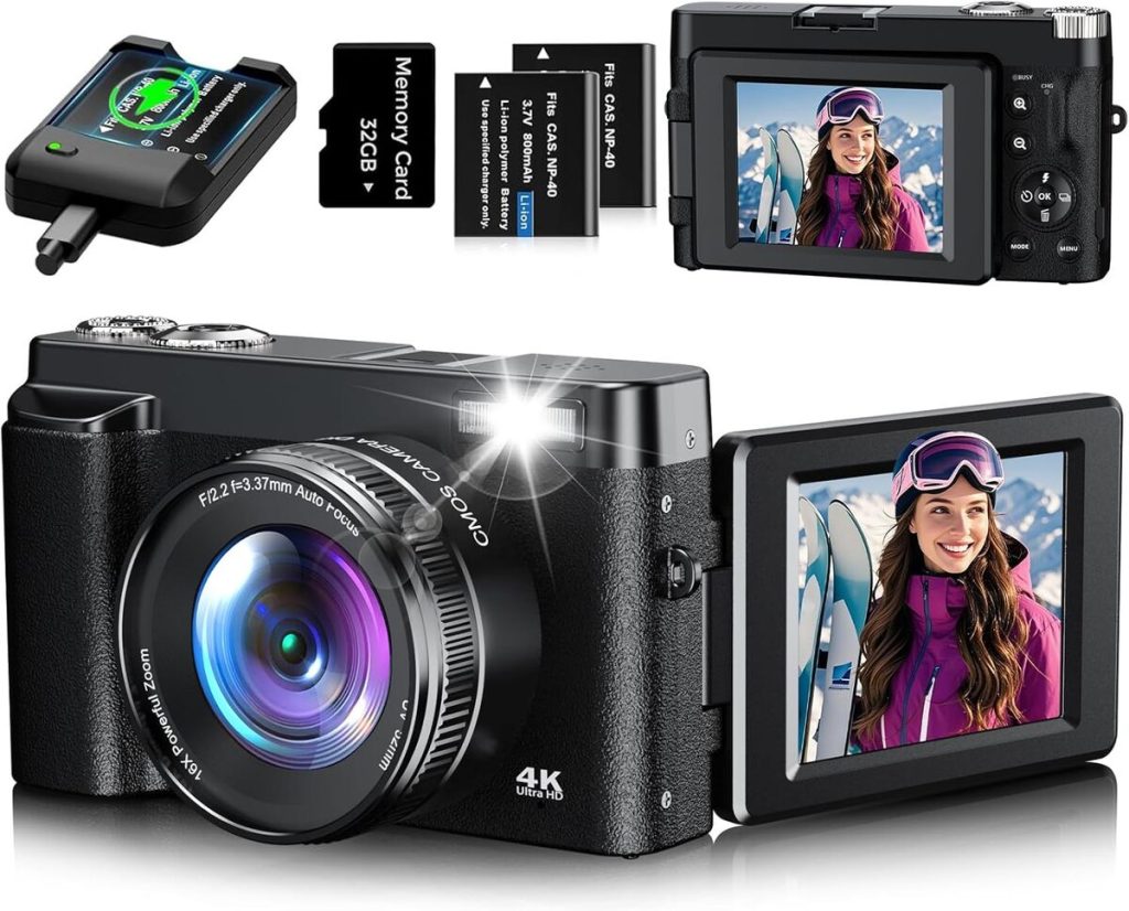 Test de l'appareil photo numérique 4K compact 48MP noir avec zoom 16X