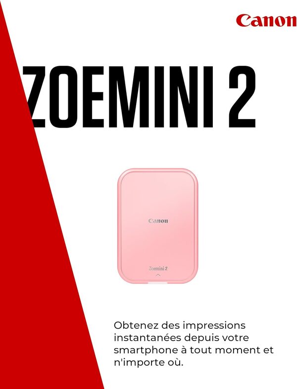 Canon Zoemini 2 Imprimante Photo Portable - Mini Imprimante Portable - Mini Imprimante Photo - Compacte et sans Fil - Bluetooth 5.0 et Charge Rapide Type-C - Imprimante de Voyage, Or Rose