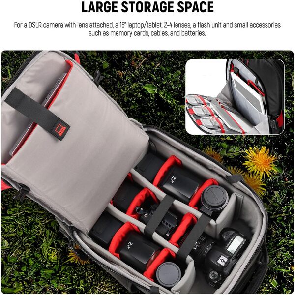 Neewer - Valise à roulettes 2 en 1 pour appareil photo - Durable et imperméable - (compartiment rembourré anti-choc et détachable, barre de traction cachée) Noir