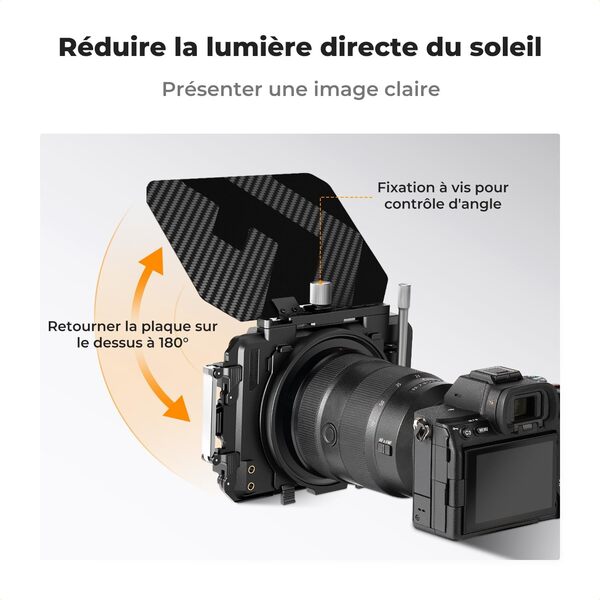 K&F CONCEPT Matte Box et Filtre Carré ND4 + ND32 avec 2 Plateaux de Filtre 4