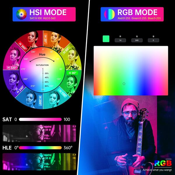 GVM Lampe Vidéo RGB 300C, Lumière de Studio 300 W, éclairage de Photographie 2000K-10000 K avec Monture Bowens et Contrôle DMX, Lumière de Studio Youtube pour l'enregistrement de Films, 16 Effets