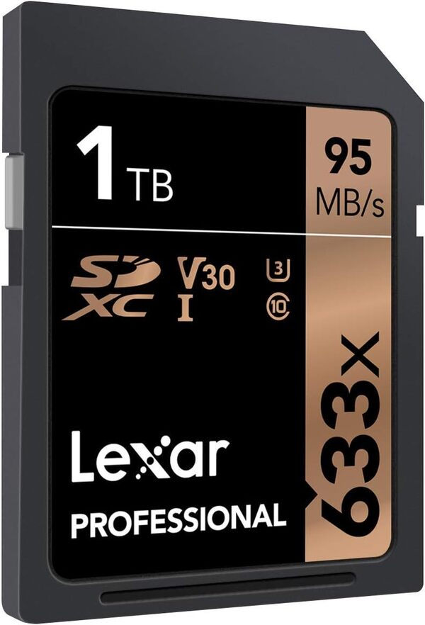 Lexar Professional 633x Carte SD 1To, Carte SDXC UHS-I, Jusqu'à 95 Mo/s en Lecture, pour DSLR milieu de gamme, Caméscope HD, Caméras 3D (LSD1TCB633)