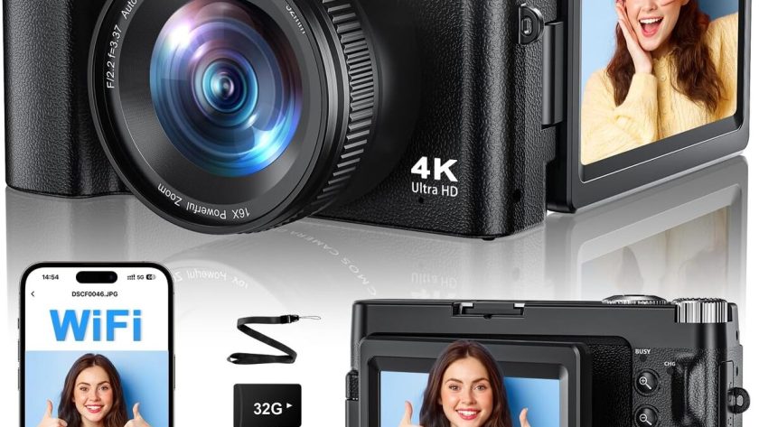 Test de l'appareil photo 4K 64MP avec écran rabattable et WiFi