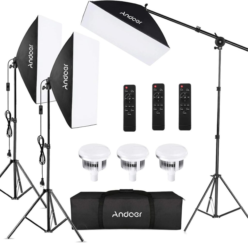 Test : kit d'éclairage Andoer Softbox 3 LED bicolores 85W
