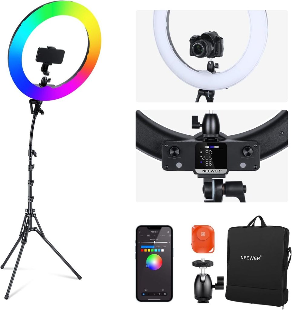 Test du NEEWER Ring Light RGB18 II : lumière LED polychrome et puissante