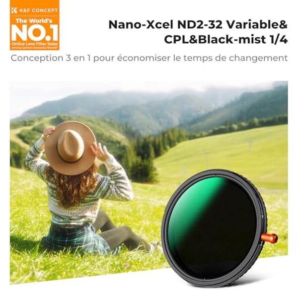 Découvrez notre test du filtre 72mm K&F Concept : un accessoire photo innovant alliant nD variable, polarisant et black-mist pour des clichés réussis en toutes conditions
