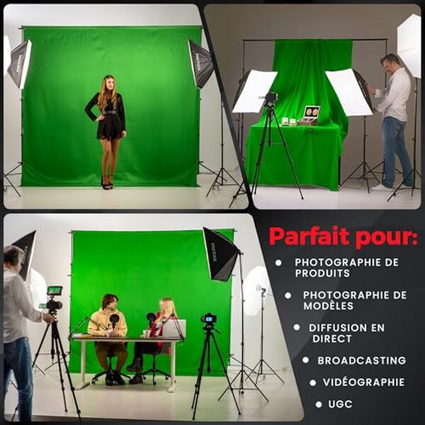 Explorez le potentiel du kit studio photo PIXETOOL avec sa softbox et son fond vert. Performances éclairage, facilité d'utilisation et polyvalence au rendez-vous pour vos projets créatifs.