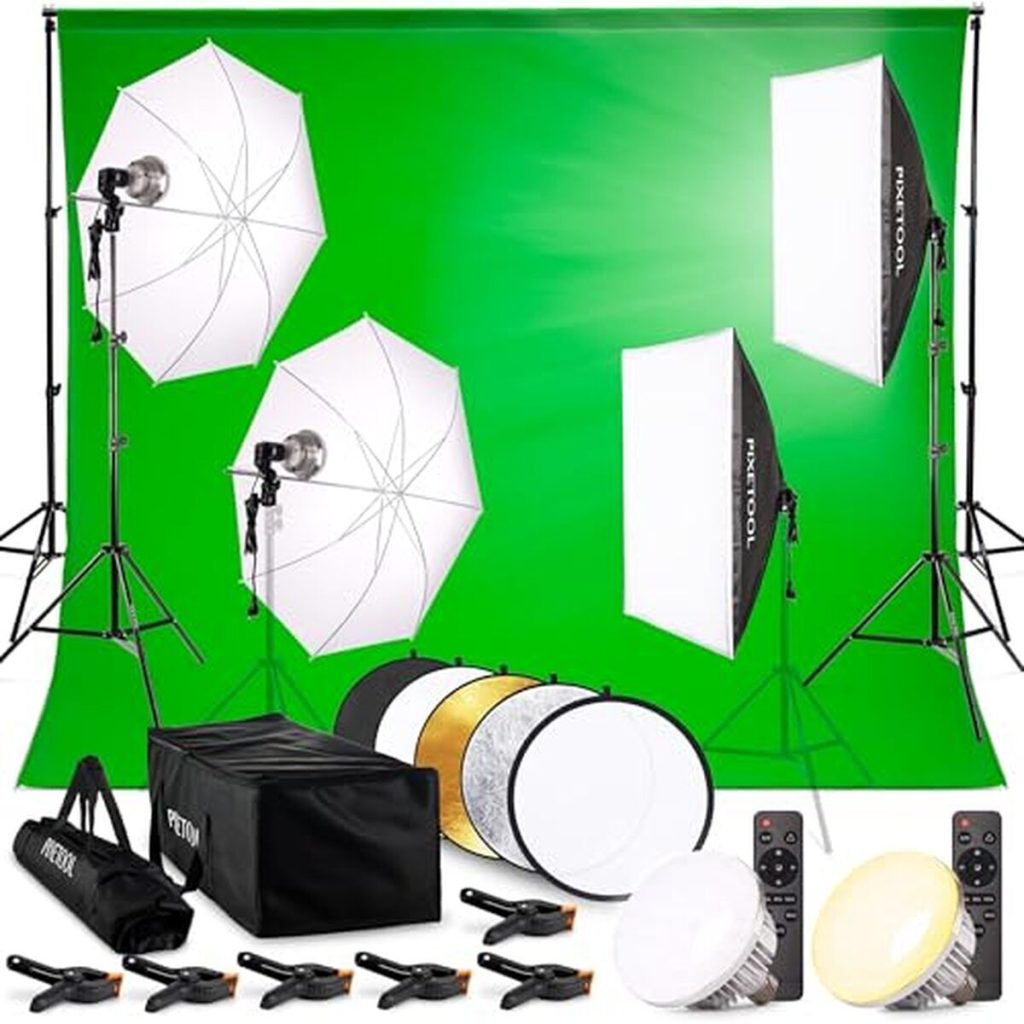 Test du kit studio photo PIXETOOL : éclairage, softbox et fond vert performant