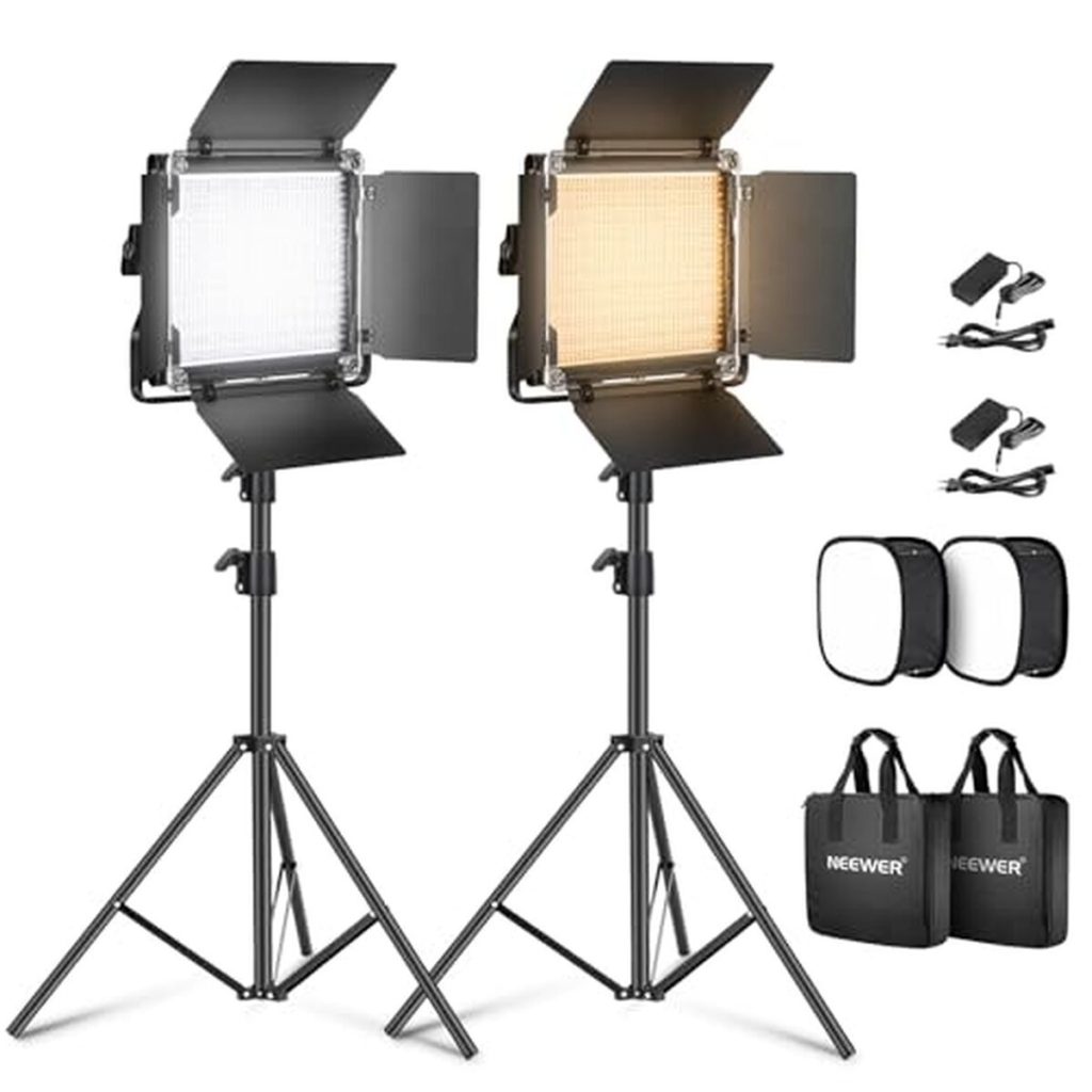 Test Neewer pack 2 lampes vidéo bicolores 660 LED : performance studio éclatante