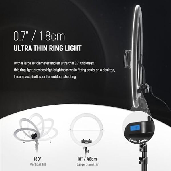 Découvrez le test de l'anneau lumineux Neewer RP18B à 45 W, parfait pour les créateurs. Avec son trépied et son app contrôle, illuminez vos projets comme jamais auparavant.