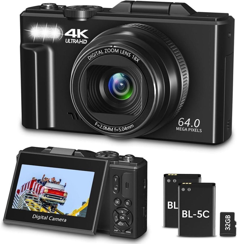 Test de l'appareil photo numérique 4K 64 MP pour vlogging, zoom 18x WiFi