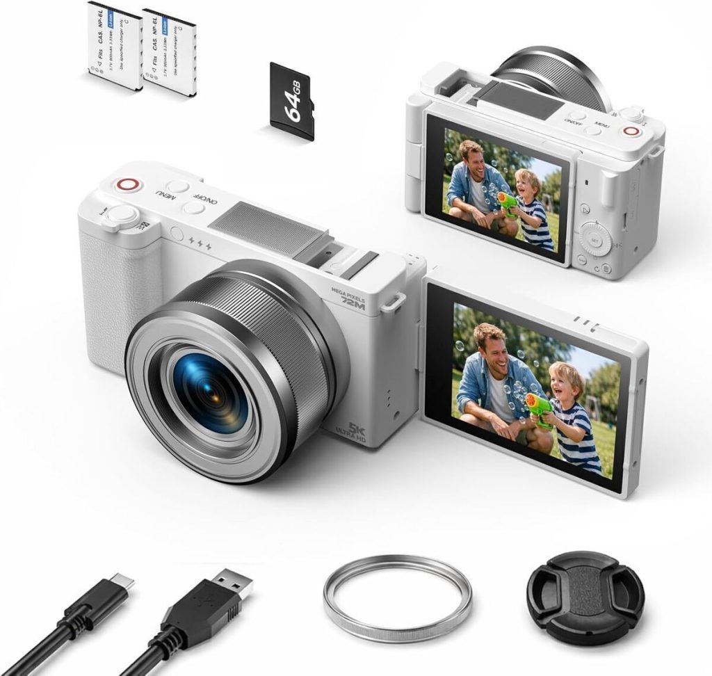 Test de l'appareil photo numérique 5K 72MP compact : zoom optique 6X et écran orientable pour vloggers