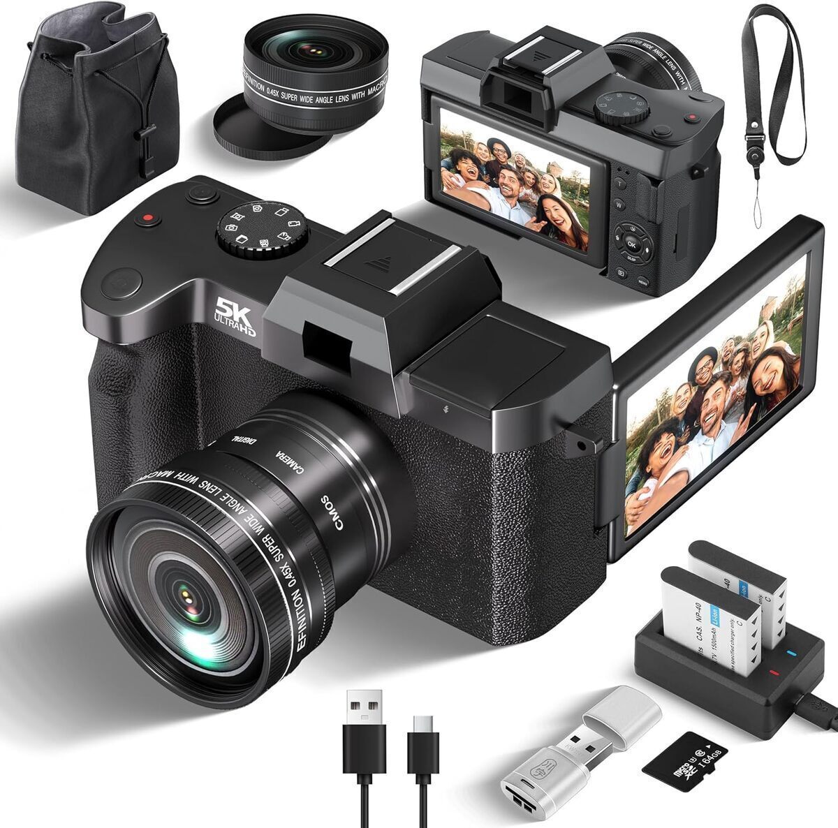 Test : appareil photo numérique 5K Ultra HD 64 MP écran orientable