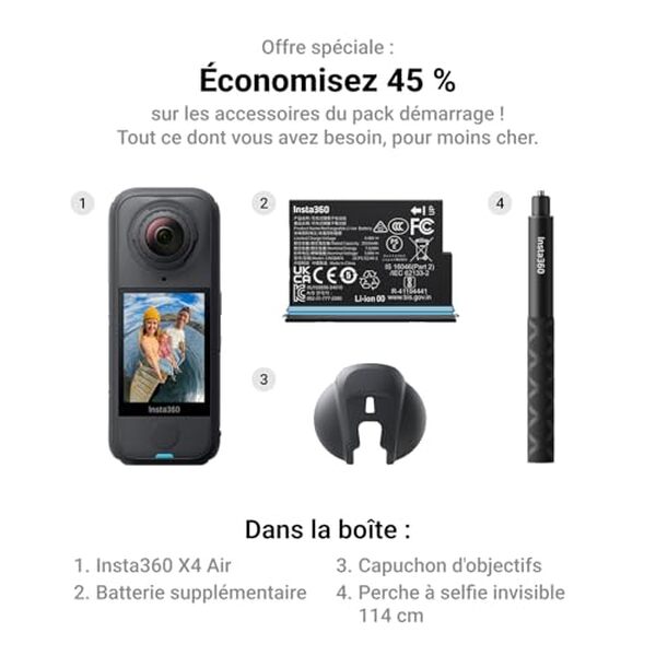 Découvrez notre test détaillé de l'Insta360 X4 Air Pack : caméra 360 8K étanche avec perche invisible intégrée. Performances, avantages et avis complets.