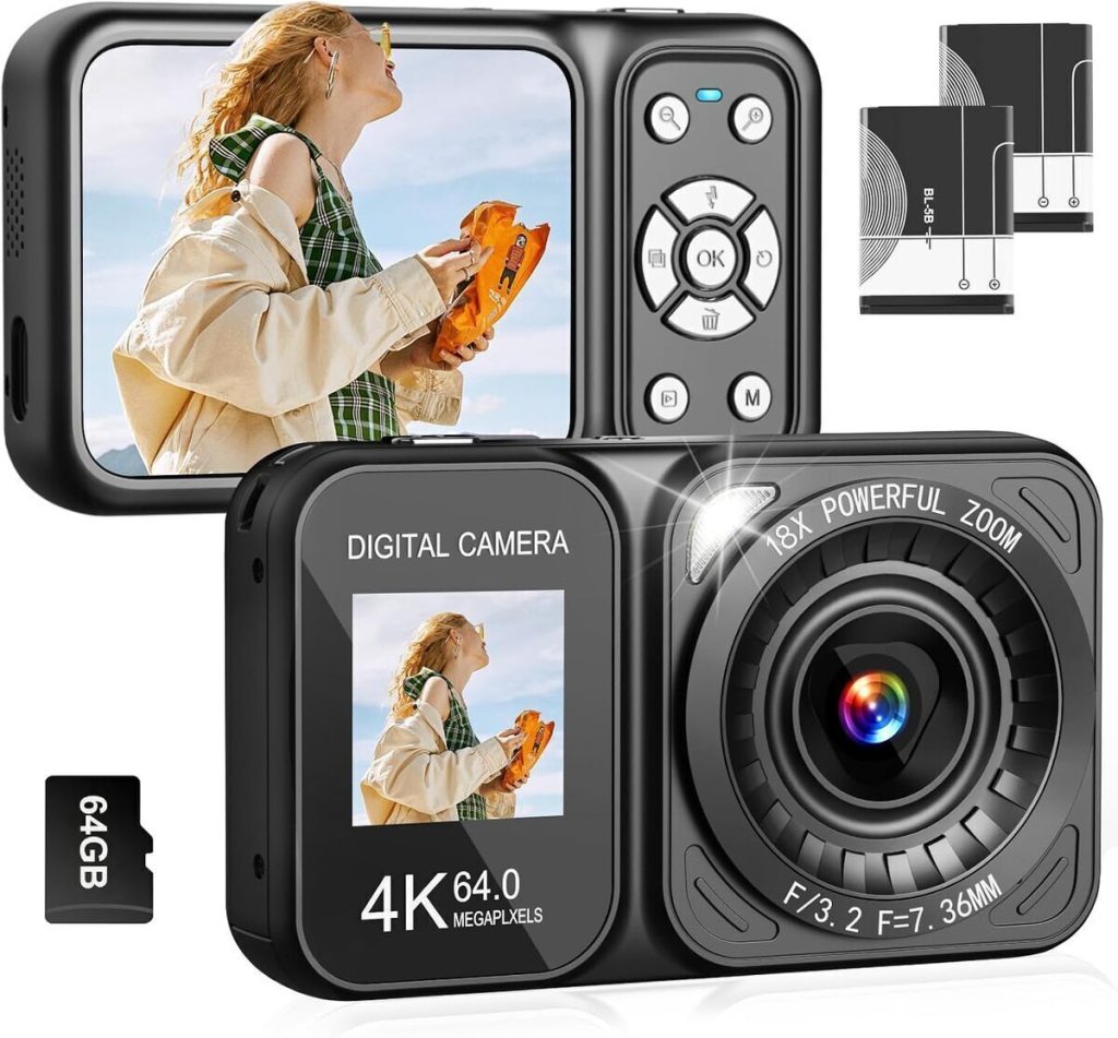 Test de l'appareil photo numérique 4K 64 MP double écran et zoom 18x